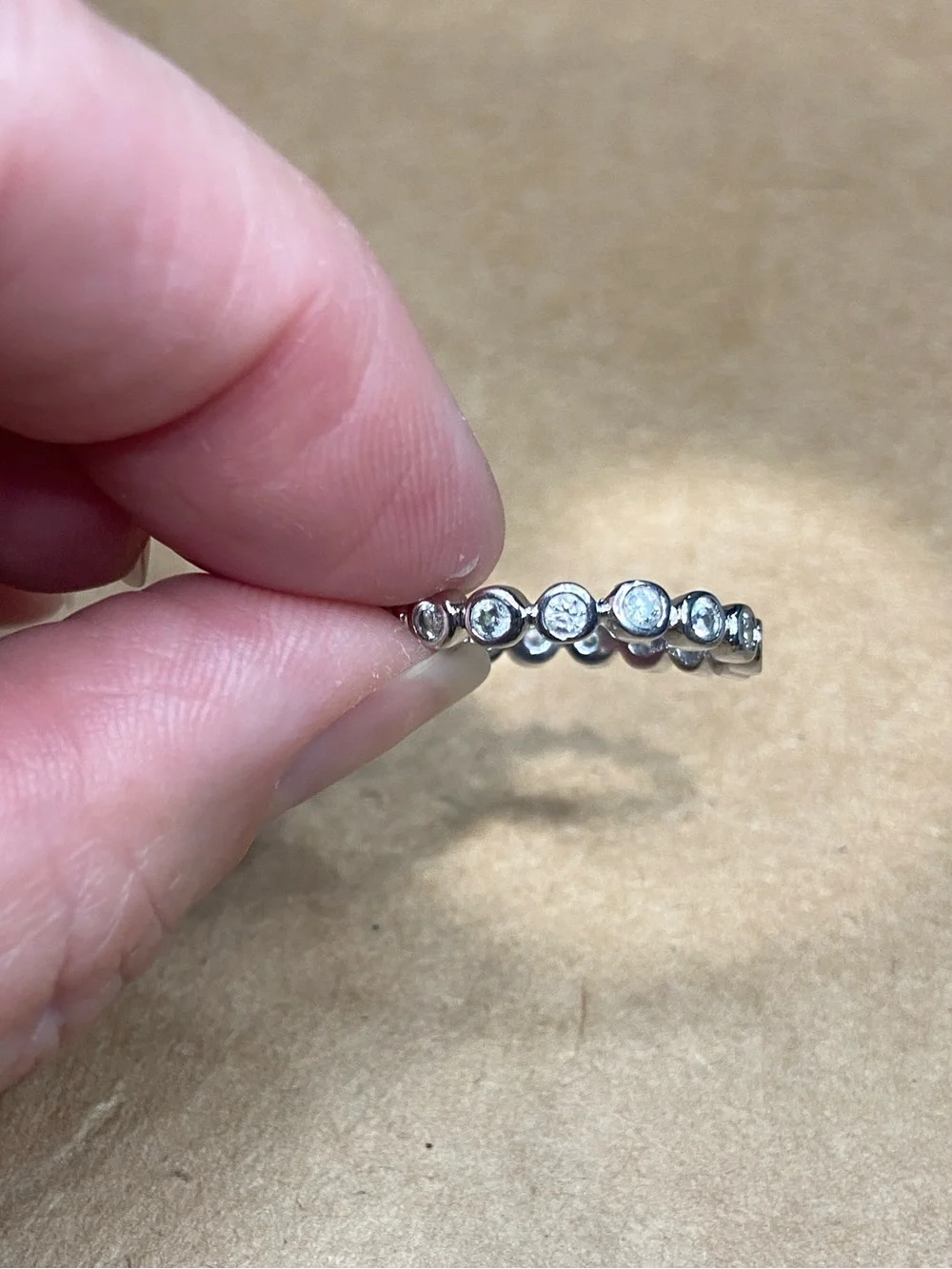 Sterling Silver Crystal Bezel-Set Eternity Band - size 7.5